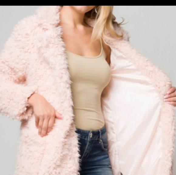 LAST ONE!Blush faux fur teddy bear cozy coat - Picture 3 of 5